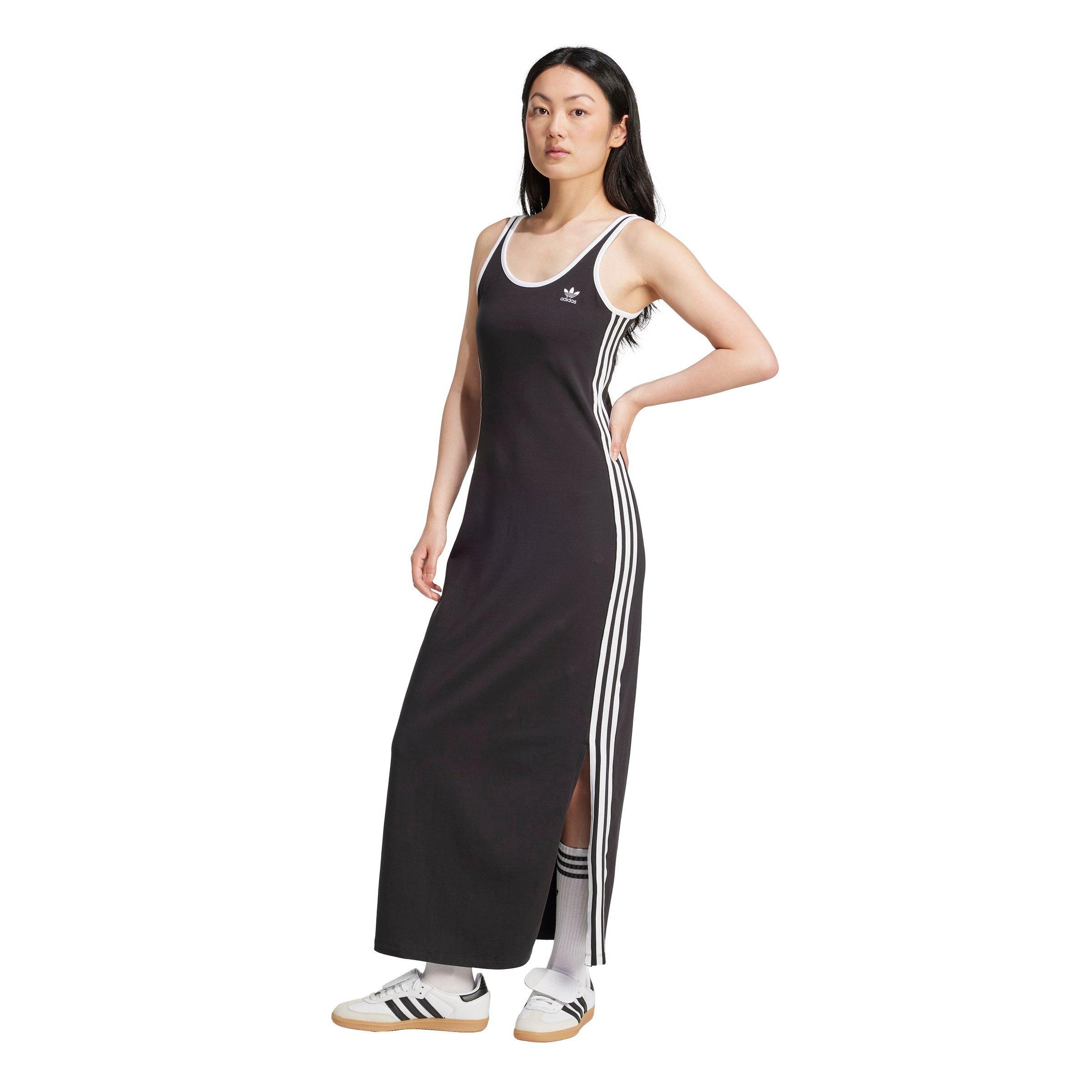 adidas Originals Women's Adicolor 3-Stripes Tank Maxi Dress - Black - BLACK